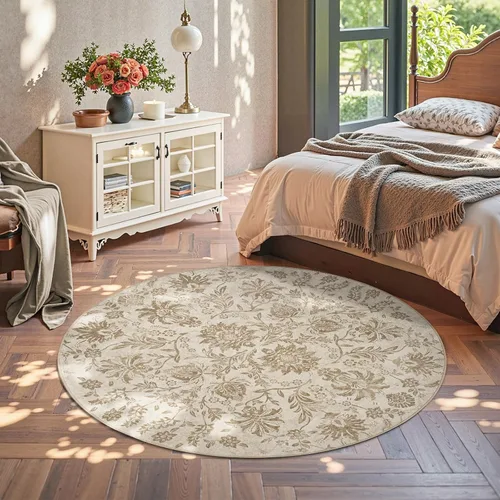 Miniatura 409 de jinchan Lima - Alfombra simétrica floral geométrica lavable, alfombra de entrada de medio círculo de 2 x 3, alfombra de media luna, suave y Azul