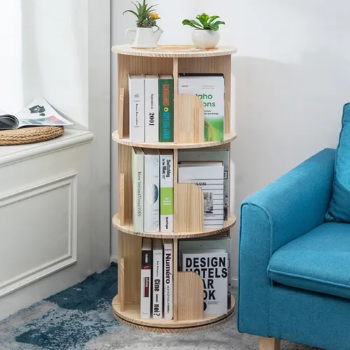 Miniatura 9 de Estantería de madera giratoria Heehee 360 Display, estante de pie con almacenamiento para niños y adultos, organizador multifuncional (blanco