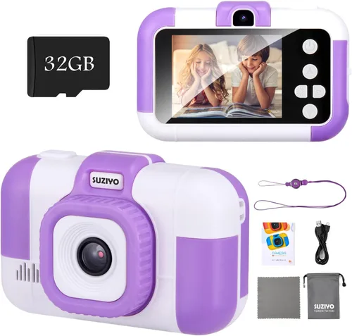 Cámara para niños, juguetes electrónicos de cumpleaños para niños, videocámara digital mejorada para selfie de niños pequeños 1080P para niños de 4