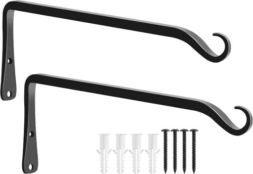 Miniatura 18 de FEED GARDEN Ganchos de pared para plantas colgantes de 10 pulgadas, paquete de 2 soportes de metal resistentes para plantas, con capacidad para 48