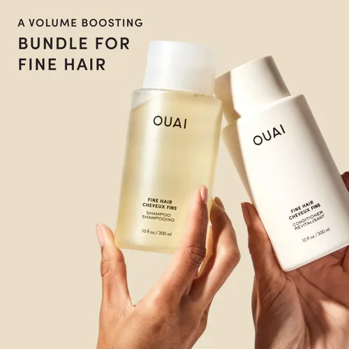 Miniatura 2 de OUAI Juego de champú y acondicionador para cabello fino, tamaño de viaje, champú y acondicionador voluminizador, con queratina fortalecedora