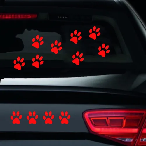 Miniatura 19 de Juego de 12 calcomanías de vinilo con estampado de patas de perro, calcomanías de vinilo para ventana de coche, laptop, motocicleta, camión, Plata