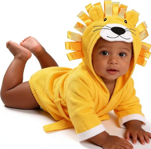 Miniatura 10 de Albornoz de bebé con capucha toallas unisex para niños toalla de baño para niños Terry ultra absorbente mantas duraderas