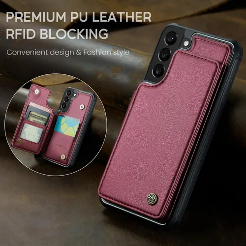 Miniatura 8 de Vinich Funda tipo cartera para Samsung Galaxy S22 con tarjetero, bloqueo RFID, ranuras de crédito, función atril, a prueba de golpes, para Galaxy