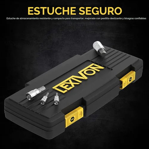 Miniatura 3 de LEXIVON Master - Juego de dados hexagonales, acero de aleación S2 premium Juego completo de 32 piezas, SAE y métrico Estuche de almacenamiento