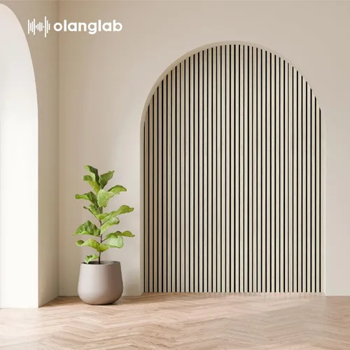 Miniatura 8 de Olanglab - Paquete de 4 paneles de pared 3D acústicos de listones de madera, 94.5 x 12.6 pulgadas cada uno, para decoración de pared