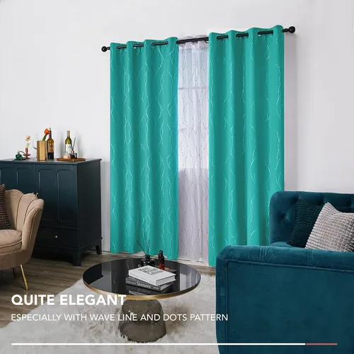 Miniatura 7 de Deconovo Cortinas blackout para ventana grande, 108 pulgadas de largo, con reducción de ruido, patrón de líneas onduladas y puntos