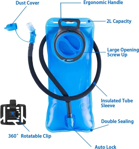 Miniatura 3 de Bolsa de hidratación de 1.5L-2L-3L, depósito de agua a prueba de fugas con funda aislada, bolsa de almacenamiento de agua militar sin BPA, bolsa