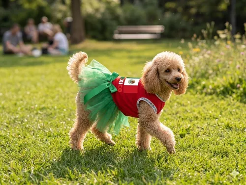 Miniatura 2 de Petitebella Vestido tutú verde con bandera de México para cachorros (XL, rojo)