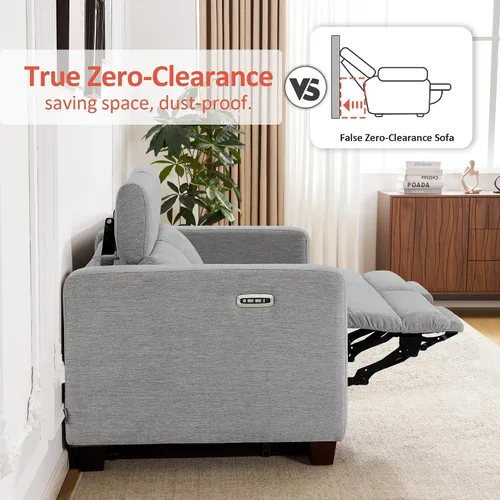 Miniatura 4 de MCombo Sofá Reclinable de 88.6'', Sofá Reclinable Eléctrico Wall Hugger con Reposacabezas Ajustable, Puertos de Carga USB A y C, Patas de Madera