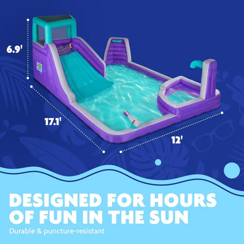 Miniatura 3 de Sunny & Fun - Parque inflable de cuatro esquinas, resistente para diversión al aire libre, pared de escalada, tobogán y piscina profunda, fácil