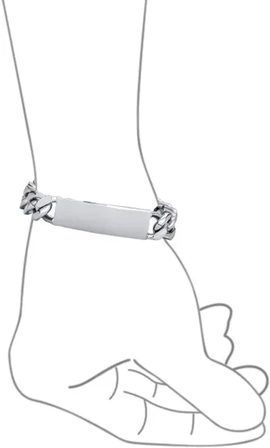 Miniatura 3 de Bling Jewelry Cadena de eslabones cubanos chapada en nombre de identificación para hombre, nombre personalizado, grabado en tono plateado, acero