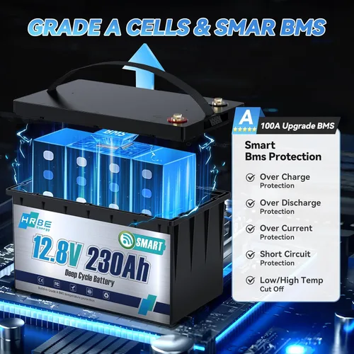 Miniatura 5 de Batería marina LiFePO4 de 12 V 230 Ah, baterías de litio Bluetooth actualización BMS de 200 A, hasta 5000+ ciclos profundos, batería de fosfato