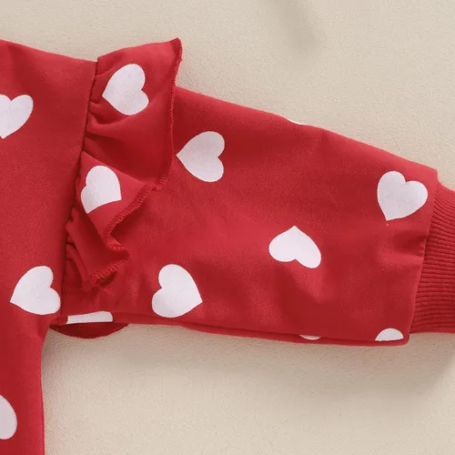 Miniatura 47 de SOLILOQUY Traje de manga larga con cuello redondo para el primer día de San Valentín para bebé niño y niña, mameluco de corazón de amor