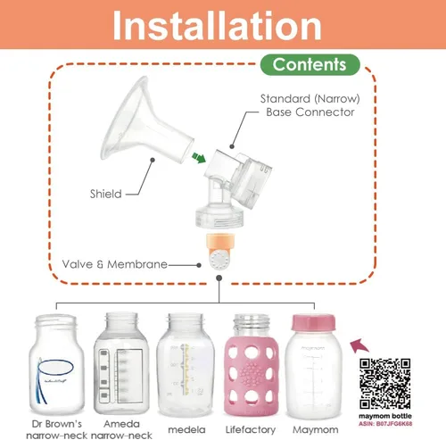 Miniatura 5 de Maymom MyFit - Juego de bridas de dos piezas, protector de pecho (0.945 in mediano), conector de membrana de válvula compatible con extractores