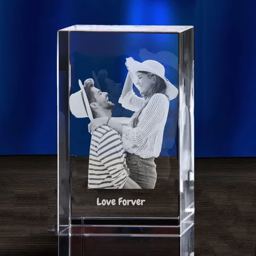 Miniatura 3 de Foto de cristal 3D personalizada con tu propia foto, marco de fotos grabado con láser 3D personalizado, boda, aniversario, Navidad, Día del Padre