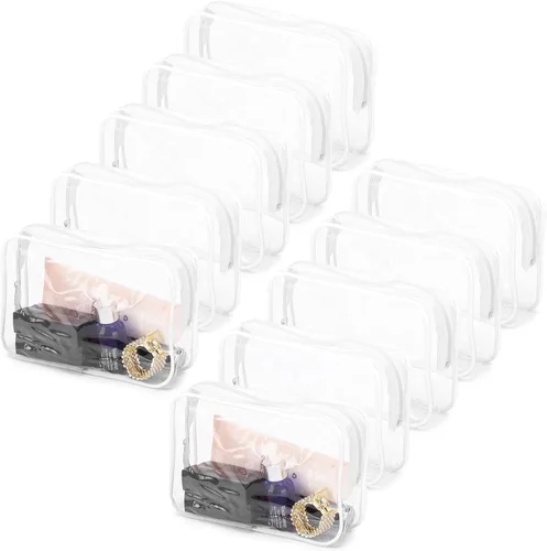 Miniatura 19 de Tbestmax 10 Piezas Bolsas de Cosméticos Transparentes Bolsas de Maquillaje Portátiles Impermeables Bolsas de Artículos de Tocador de Viaje Negro