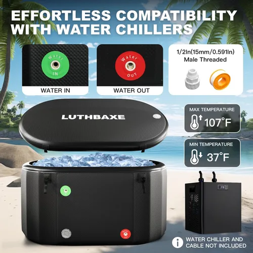 Miniatura 4 de Cold Plunge Bañera inflable independiente mejorada de 218 galones con diseño duradero de 5 capas Baño portátil de agua fría para la recuperación