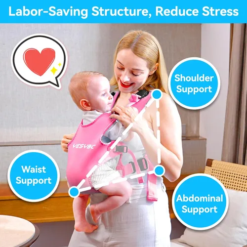Miniatura 6 de Portabebés, soporte ajustable de doble uso para el pecho con mochila con cordón para recién nacidos a niños pequeños de 13 a 33 libras para piscina