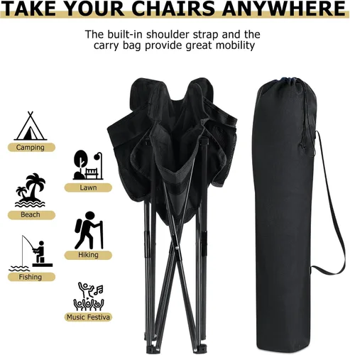 Miniatura 7 de Leonyo Paquete de 2 sillas plegables para campamento, sillas portátiles para exteriores, playa, césped, para adultos, con bolsa de transporte