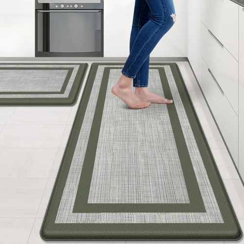 Miniatura 17 de Mattitude Juego de 2 tapetes de cocina, acolchados antifatiga antideslizantes, ergonómicos, cómodos para cocina, suelo, oficina, fregadero, azul