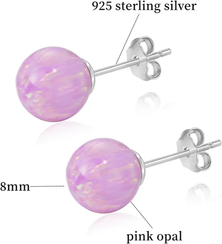 Miniatura 87 de Natural Stone Stud Earrings for Women 8mm Sterling Silver Genuine Gemstone Earrings Handmade Sterling Silver Crystal Stud Earrings for Women