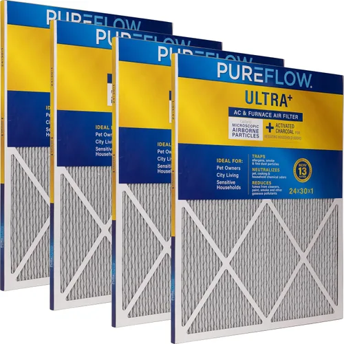 Miniatura 36 de PureFlow - Filtro de aire para horno doméstico de 12 x 12 x 1, con 4 capas de tecnología de filtración avanzada, MERV-13 paquete de 2