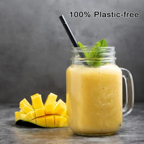 Miniatura 5 de KTOB - 200 popotes de ácido poliláctico 100% compostables a base de plantas, biodegradables, color negro, sin plástico, pajitas de barra de plástico