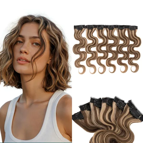 Miniatura 11 de Benehair 6 extensiones de cabello corto con clip, 100% cabello humano real, sin costuras e invisibles, para mujeres, con volumen instantáneo