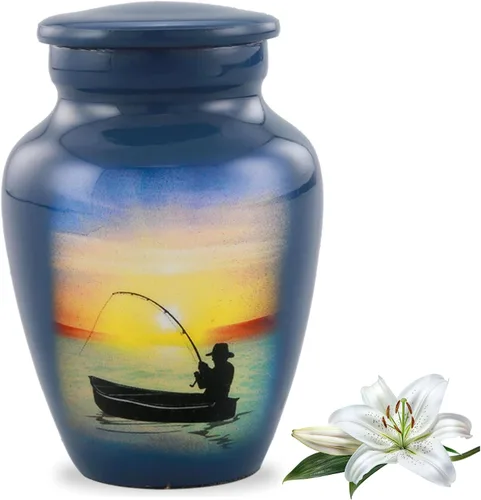 Miniatura 9 de Urna de pesca – Urna de cremación de pesca de tamaño completo – Urnas para adultos para hombres y mujeres – Urnas funerarias y conmemorativas