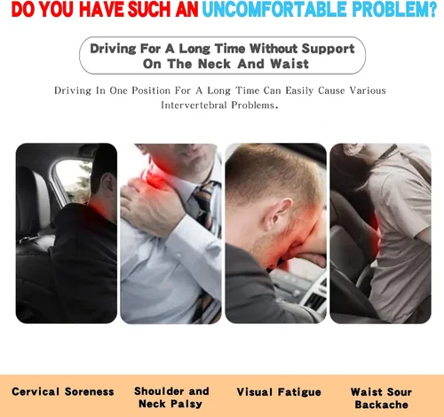 Miniatura 2 de Almohada cervical para aliviar el dolor de cuello y soporte cervical, almohada de espuma viscoelástica para asiento de automóvil con correa