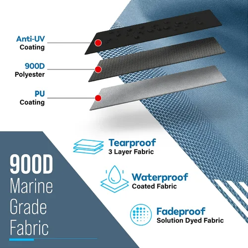 Miniatura 7 de Lona universal de repuesto Bimini de 4 arcos, lona superior Bimini solo con funda de almacenamiento con cremallera, grado marino 900D, impermeable
