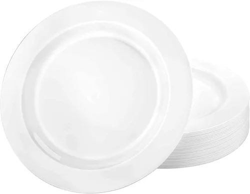 Miniatura 8 de Lillian Tablesettings 30 platos de plástico pesados de alta calidad de 10.25 pulgadas, como vajilla de boda y fiesta, platos de plástico Cristal