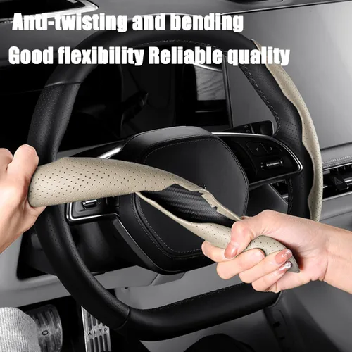 Miniatura 3 de LoyaForba Funda universal para volante de automóvil, protector universal de cuero segmentado de 15 pulgadas, antideslizante y suave, transpirable