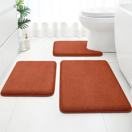 Miniatura 16 de HOMEIDEAS Juego de 3 alfombras de baño mejoradas, alfombras de baño de espuma viscoelástica ultra suaves, superabsorbentes, antideslizantes, Beige