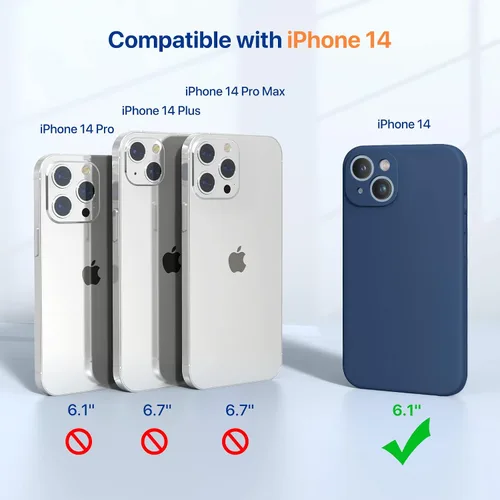 Miniatura 2 de Miracase - Funda diseñada para iPhone 14 con protector de pantalla, [protección de cámara mejorada], funda de silicona líquida a prueba de golpes