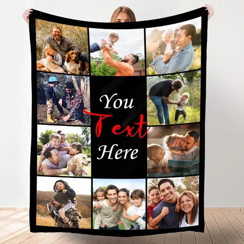 Miniatura 10 de Artsadd Mantas personalizadas con texto fotográfico, mantas de collage personalizadas con mis propias imágenes, fabricadas en Estados Unidos
