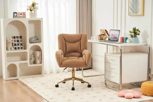 Miniatura 8 de Home Office Desk Chairs with Adjustable Height, Swivel Chair with Gold Metal Base, Ergonomic Office Chair, Comfy Chair for Office, Living Room