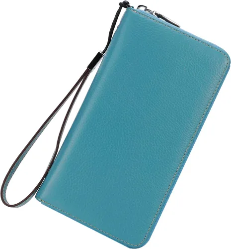 Miniatura 68 de Lavemi Pequeña cartera compacta para mujer, con bloqueo RFID, de piel auténtica, plegable, con ventanas de identificación