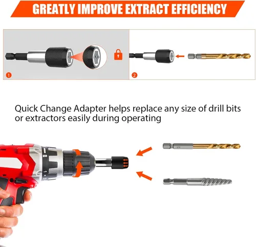 Miniatura 3 de Coobeast Juego de Extractor de Tornillos de 11 Piezas, Juego de Brocas de Mano Izquierda y Extractor de Pernos Fácil de Quitar Tornillos Rotos