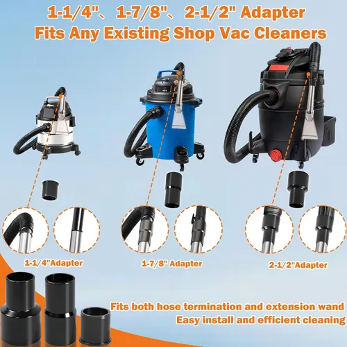 Miniatura 2 de Shop - Kit de accesorios para extractor de aspiradora con adaptadores de 2-1/2 pulgadas, 1-7/8 pulgadas y 1-1/4 pulgadas, accesorio universal