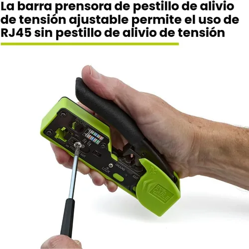 Miniatura 4 de trueCABLE - Herramienta de crimpado para paso a través de RJ45, crimpadora Ethernet todo en uno, cortador, pelacarga, funciona con conectores