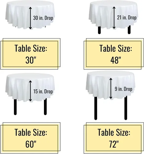 Miniatura 8 de Paquete de 6 manteles redondos de papel de 82 pulgadas para fiestas, desechables, color blanco, cubierta redonda con respaldo de plástico