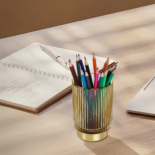 Miniatura 8 de Soporte para brochas de maquillaje de vidrio, soportes dorados para cepillos de dientes, lindo soporte para tazas de brochas de maquillaje