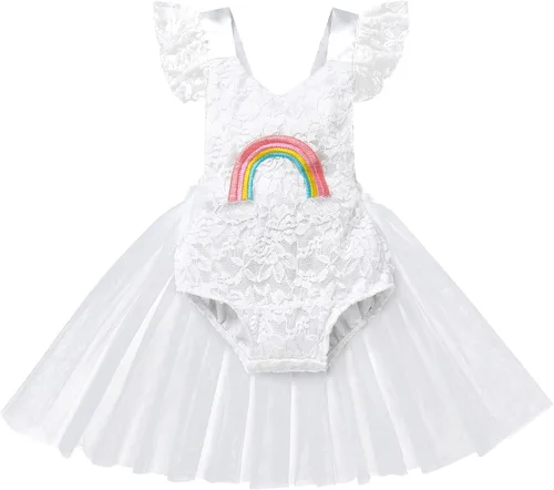 Miniatura 28 de Traje de bebé niña primer cumpleaños traje de encaje tul mameluco princesa tutú vestido de un año cumpleaños pastel Smash fotografía ropa