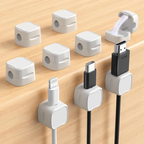 Miniatura 11 de Clips de cable magnéticos, soporte de cable ajustable, organizador adhesivo de alambre para hogar, oficina, escritorio, teléfono, PC, automóvil
