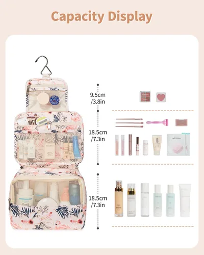Miniatura 3 de Narwey Pequeña Bolsa de Aseo Colgante de Viaje para Mujeres, Bolsa de Viaje para Artículos de Tocador, Organizador de Bolsa de Maquillaje Bolsas