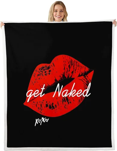 Manta de sherpa sexy de labios rojos, manta de felpa para parejas, enamorados, hombres y mujeres, con citas divertidas, manta de forro polar,