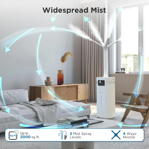 Miniatura 2 de TURBRO Humidificador comercial, habilitado para WiFi, vaporizador de aire ultrasónico de 5.3 galones/20L para habitaciones grandes de hasta 2000