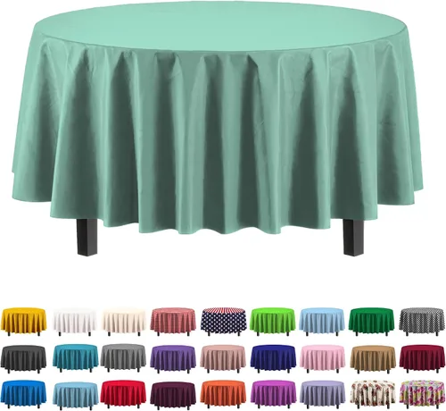 Miniatura 29 de Party Solids Paquete de 6 manteles de plástico prémium de 54 pulgadas x 108 pulgadas. Cubierta de mesa rectangular de plástico - Aqua